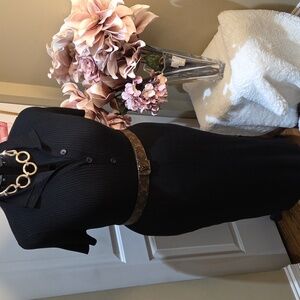 Nwt 22/24 Lane Bryant Black Pensill Sweater Dress With Button & Open Sexy Side